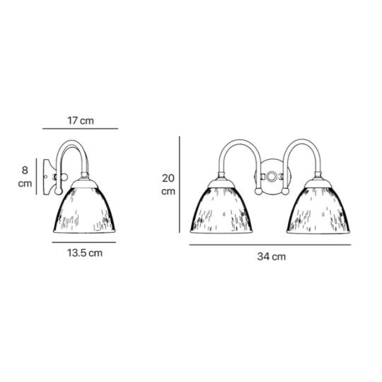 mediteransky skleneny tulipan dvojziarovkove nastenne svitidlo antikozovana medena rustikalna chodba spalna kupelna obyvacka osvetlenie vintage 2..jpg